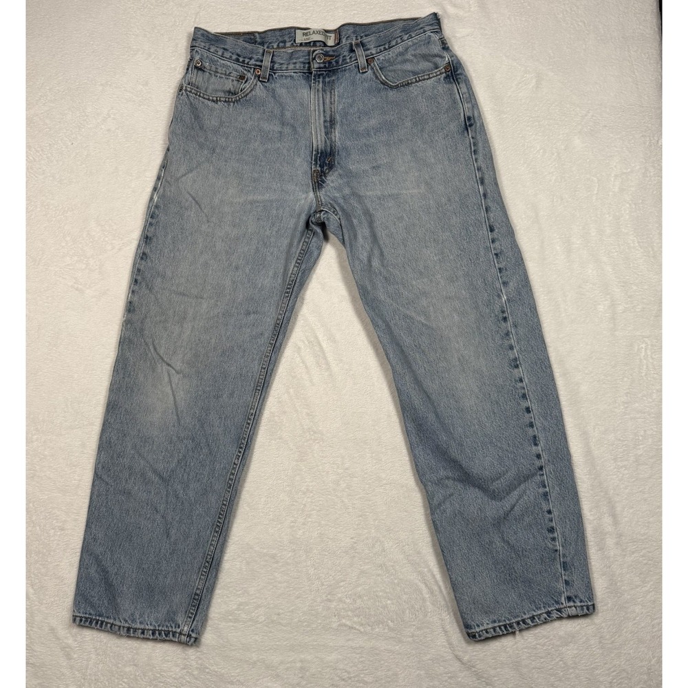 Levis 550 Jeans Men 36X30(29) Blue Distressed Relaxed Fit Straight Denim
